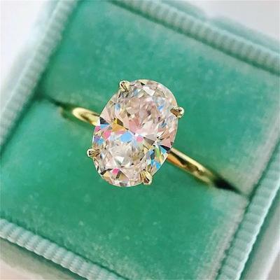 Goldener klassischer ovaler Zirkonia-Ring, perfekt für Verlobungs- und Hochzeitsversprechen von Männern und Frauen sowie Abendpartys
