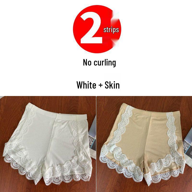 Women's Summer Lace Trim Anti-Exposure Ice Silk Safety Shorts