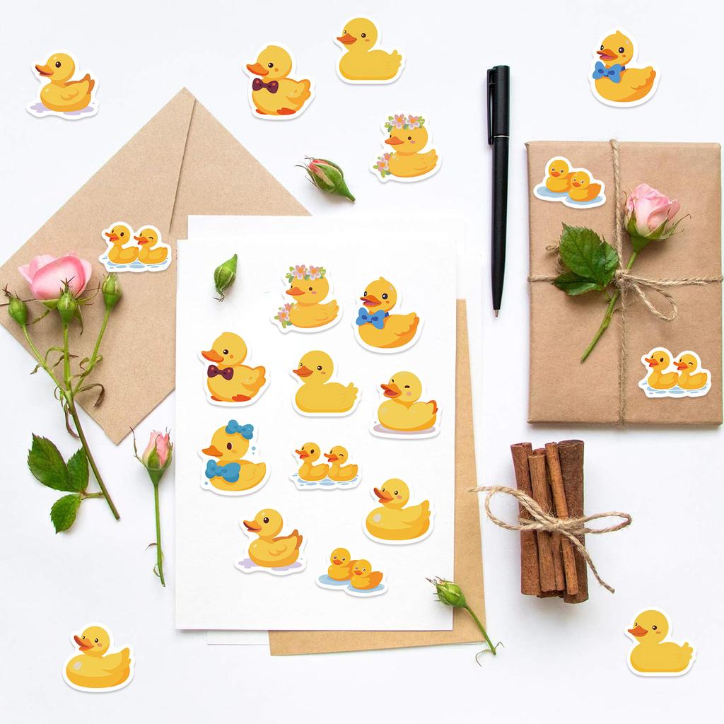 500 Pictures/roll Roll Sticker Tape Hot Spot Cartoon Yellow Duck Handbook Material Decorative Envelope Sticker