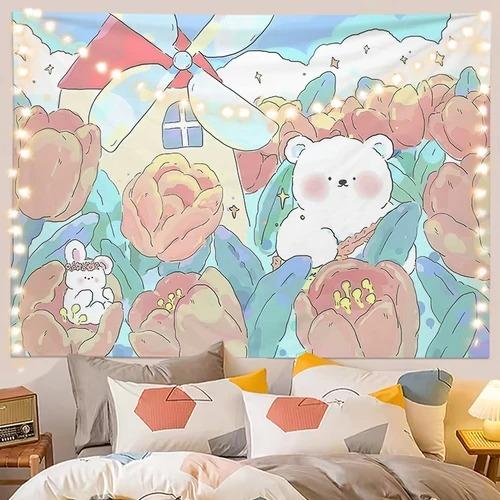 Джунгли Животное Вечеринка Мультфильм Медведь Кролик Подвесная Ткань Домашнее Настенное Украшение Гобелен Спальня Гостиная Гобелен 100x75cm