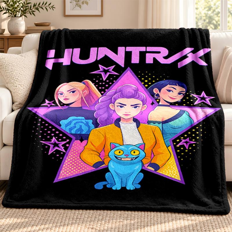 Kpop Demon Hunters Blanket Flannel Blanket Soft Cozy Plush Throw for Sofa Bed Lightweight Home Decoration Outdoor Camping