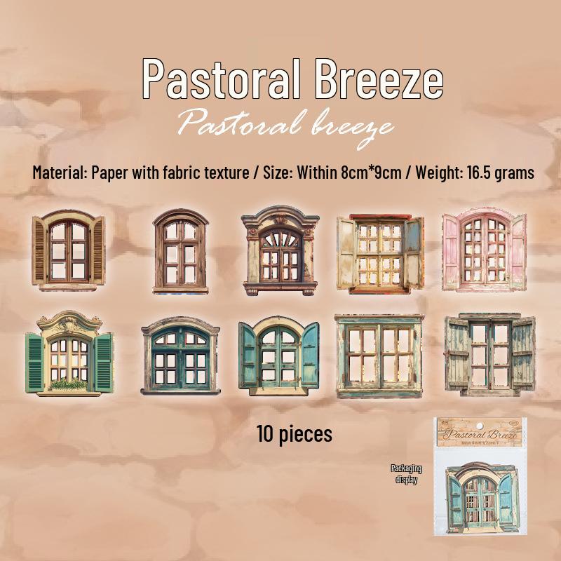 Yu Xian Retro Collage Cards - Window Scenery Stickers, 10 Sheets, 4 Styles Available