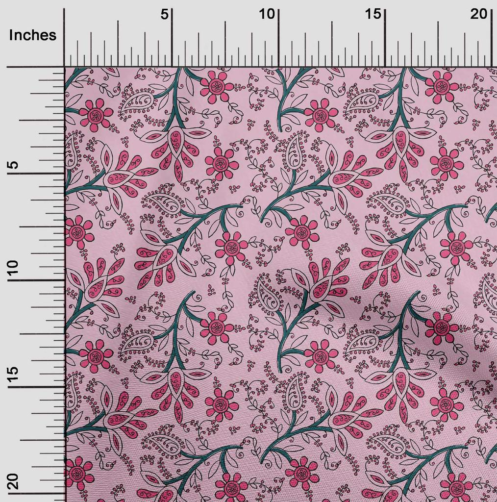 oneOone Bavlna Flex Fabric Listy & Floral Block Print Fabric By Yard 40 Inch