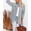 Womens Solid Color Diamond Pocket Casual Buttoned Collared Jacket