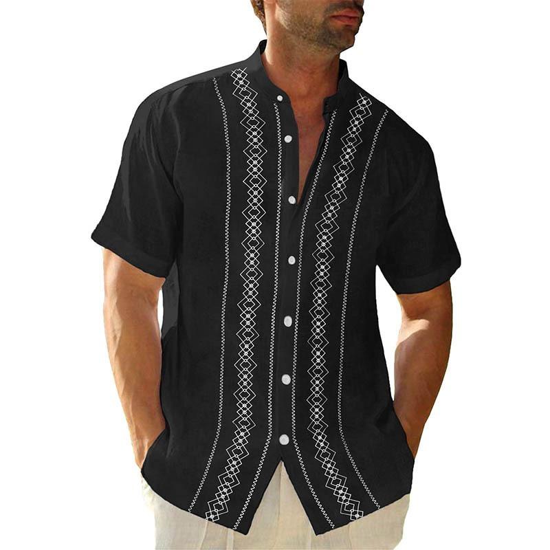 Summer Men's Shirt Button Short Sleeved Design with Stripes for Coolness Solid Color Top Shirts Men’s