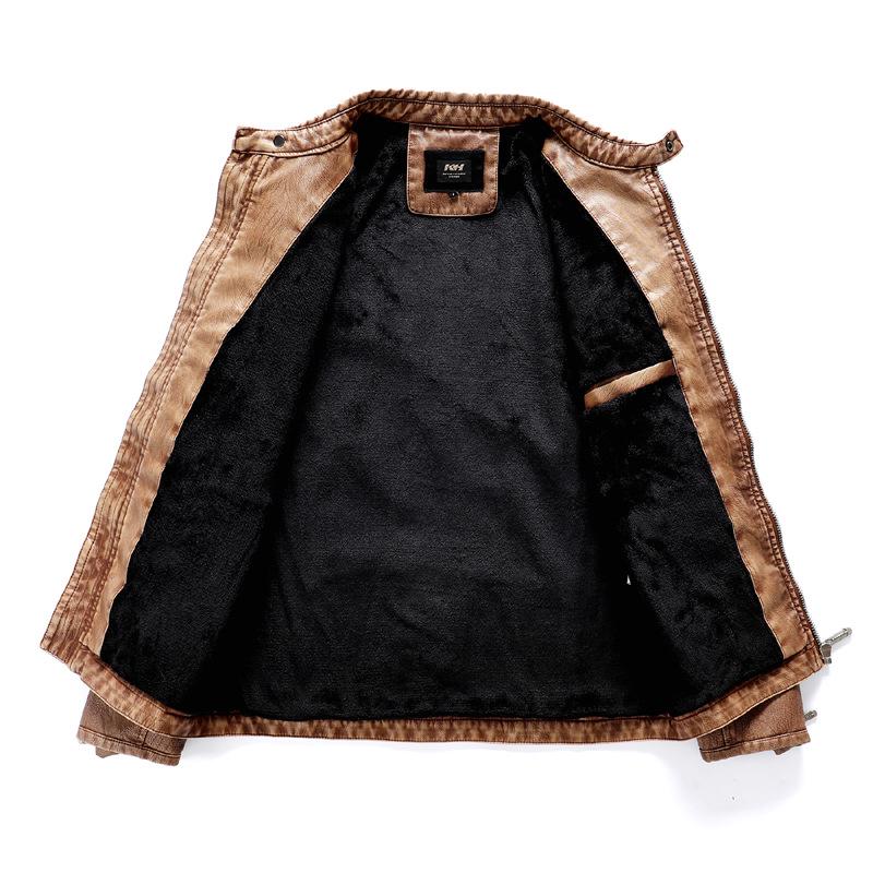 New Fashion Casual Men's Leather Jacket Fit Stand-up Collar Leather Jacket
