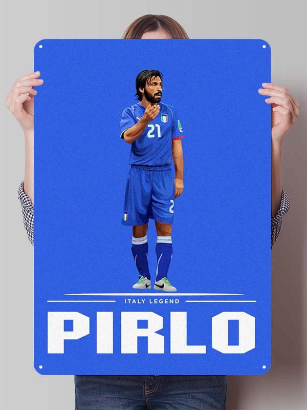 Andrea Pirlo Football Player Metal Posters Wall Art of Murals Custom Made Metal Tin Sign Plaque for Wall Decoration Retro Decor