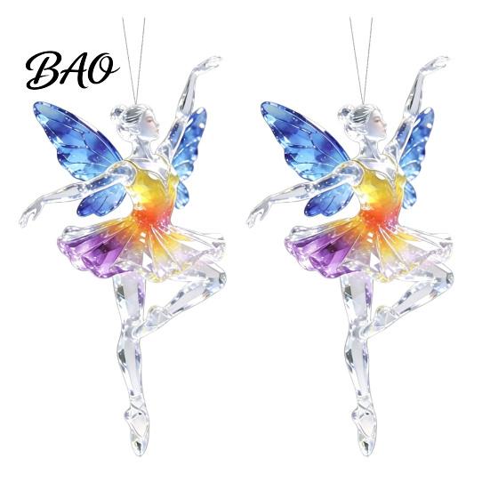 Backpack Bag Charms 2Pcs Glitter Ballet Girl Keychain, 2D Acrylic Hanging Pendant for Backpack, Sparkling Holiday Party Decorations Dancer Car