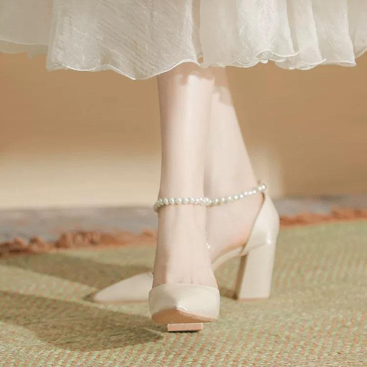 HO Coarse Heel Large Sandals 2026 Summer Gentle Match Skirt High Heels Hollow Non tiring Feet Single Shoes