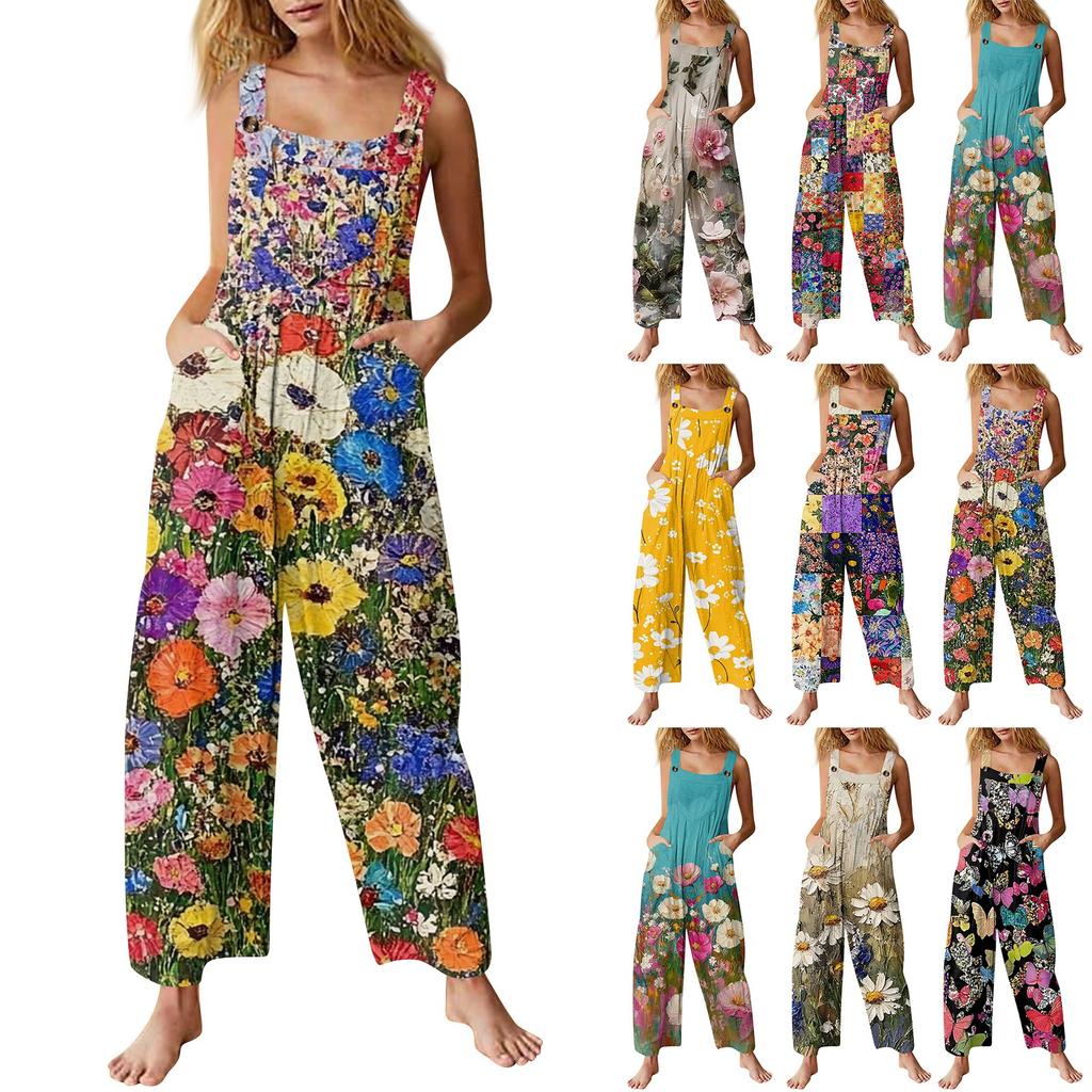 Salopette casual da donna Tute Cinghie regolabili Senza maniche Pagliaccetti estivi carini e comodi con tasca