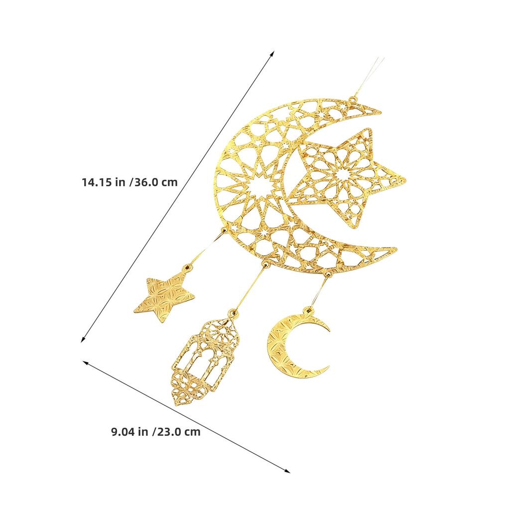 Ramadan Mubarak Hanging Decor Hollow Star Moon Lanterns Ornament 36x23cm Eid Door Wall Ramadan Party Islamic Muslim Supplies