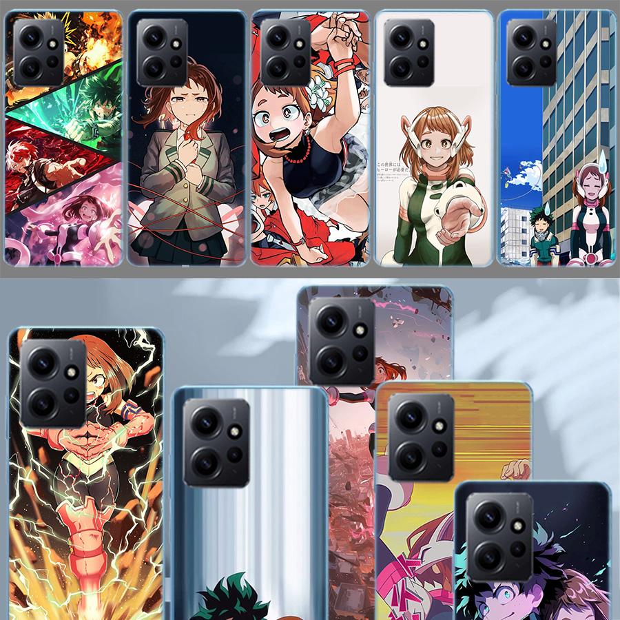 1pc Ochako Uraraka Phone Case For Redmi 12 13C 14C 12C Note 14 13 Pro Plus 10 10A 10C 9 9A 9C 9T K70 K80 Pro 8 8A Clear TPU