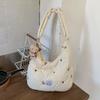 Quilted Embroidered Padded Bag for Women, Simple and Versatile Crossbody Bag, Elegant Down-filled Soft Shoulder Bag, Cute Embroi