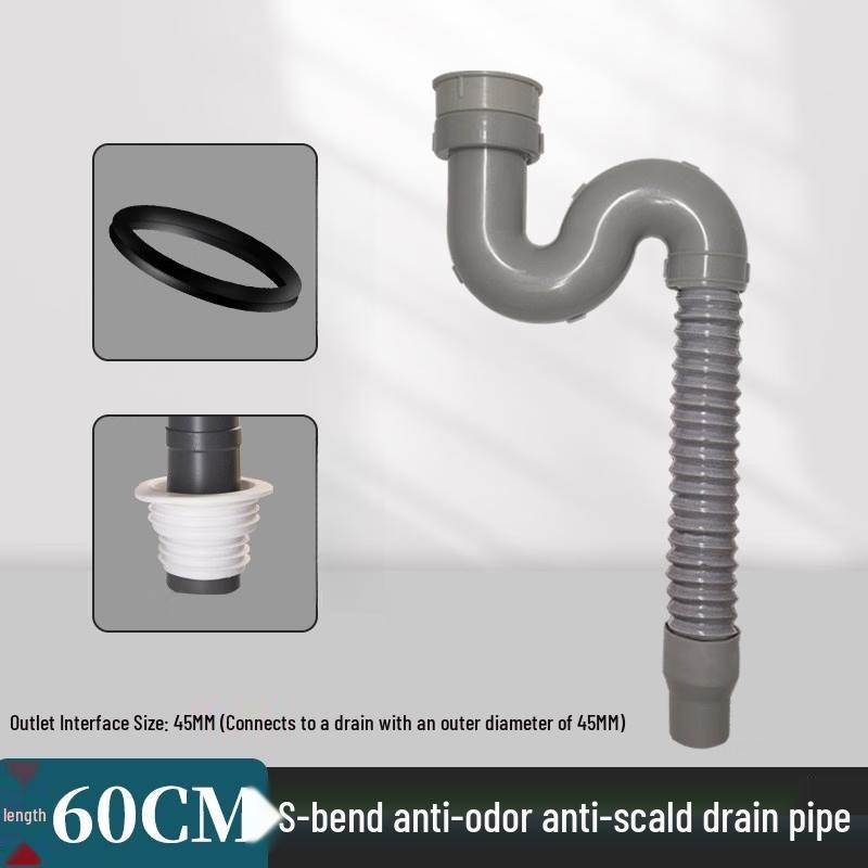 YUNWENJI Universal Shampoo Bed Drain Pipe with Anti-odor S-Trap