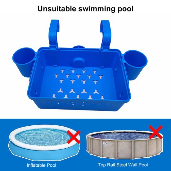 Poolside Storage Baskets with Cup Holders Large Capacity Universal Easy To Install Above Ground Pool Accessories Storage Organizer
