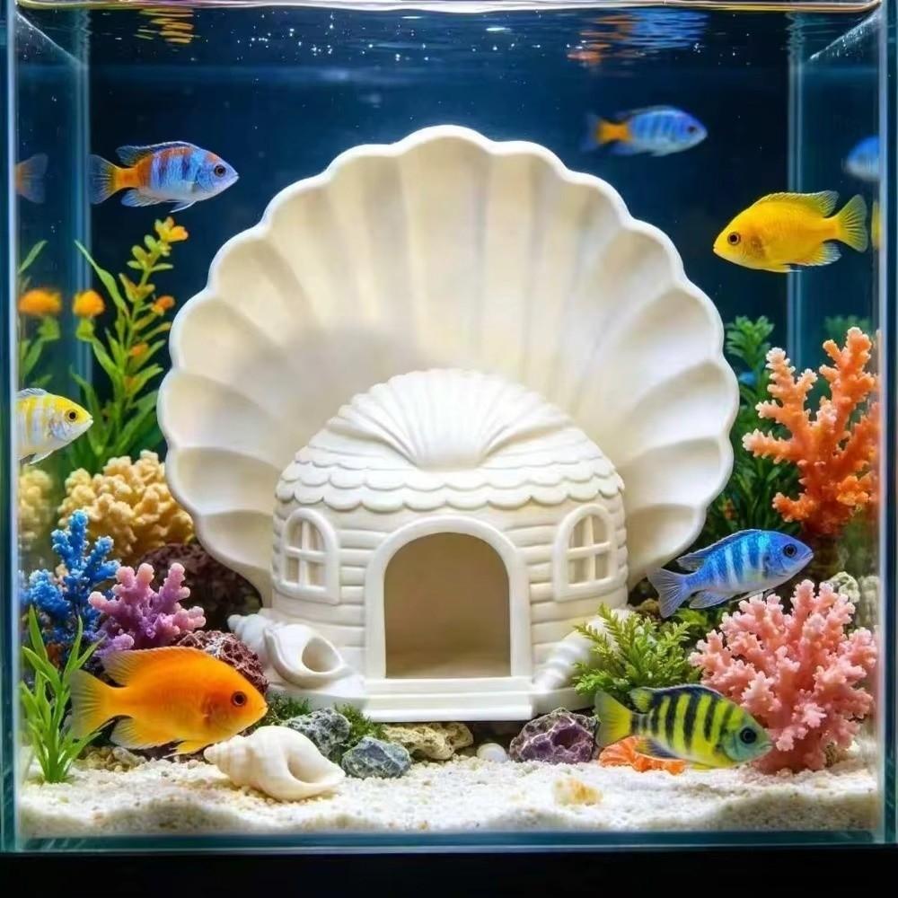 3D Printed Fish Hiding House Seashell Shaped Fish Tank Hideaway Aquarium Landscaping
