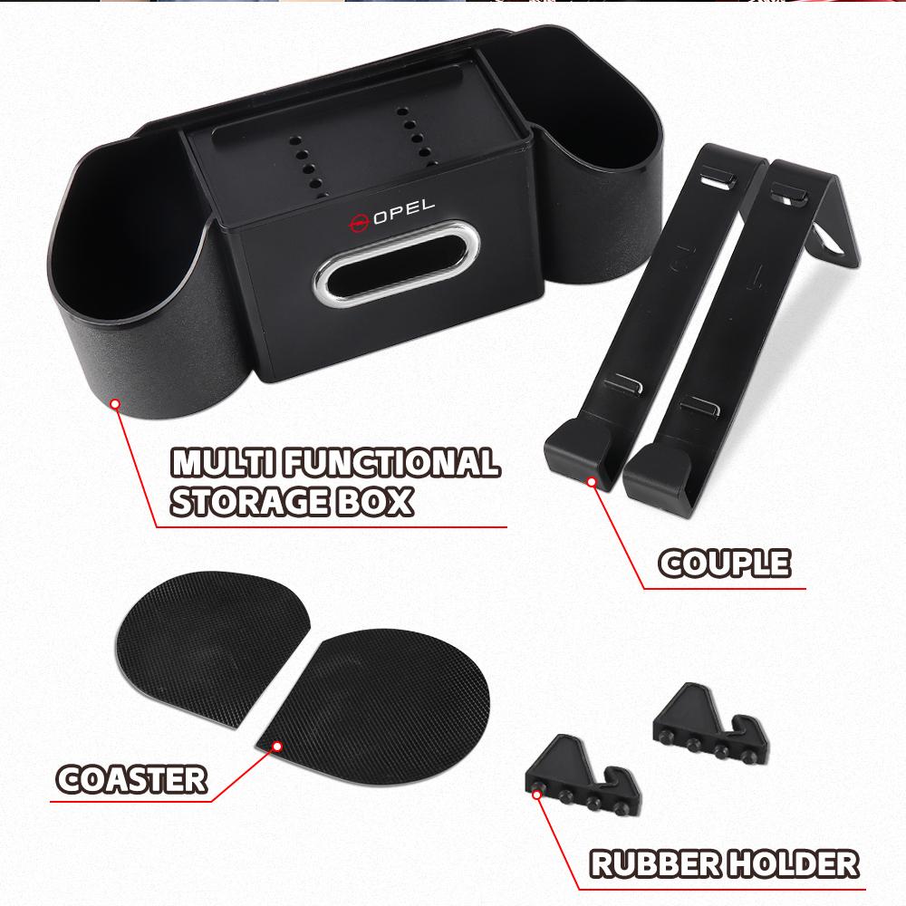 AAAYT1 Car Multi-function Seat Storage Box Water Cup Mobile Phone Holder Accessories For Opel Astra Insignia Mokka Zafira Car Valve Cap