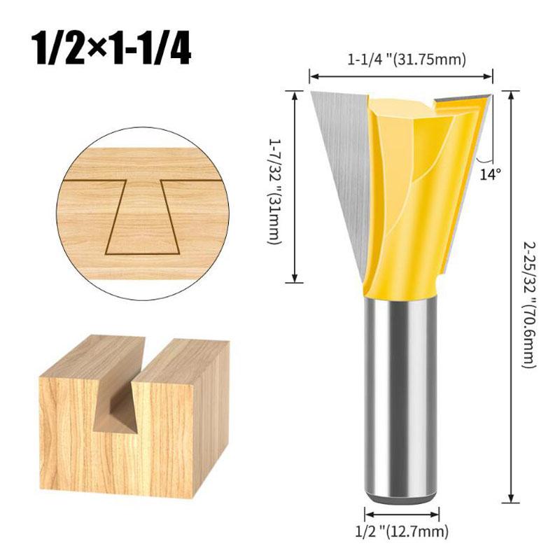 1Pc 6.35mm 12.7mm Shank Dovetail Joint Router Bits Set Dovetail Joint Router Bits Set 14 Degree Milling Cutter For Wood