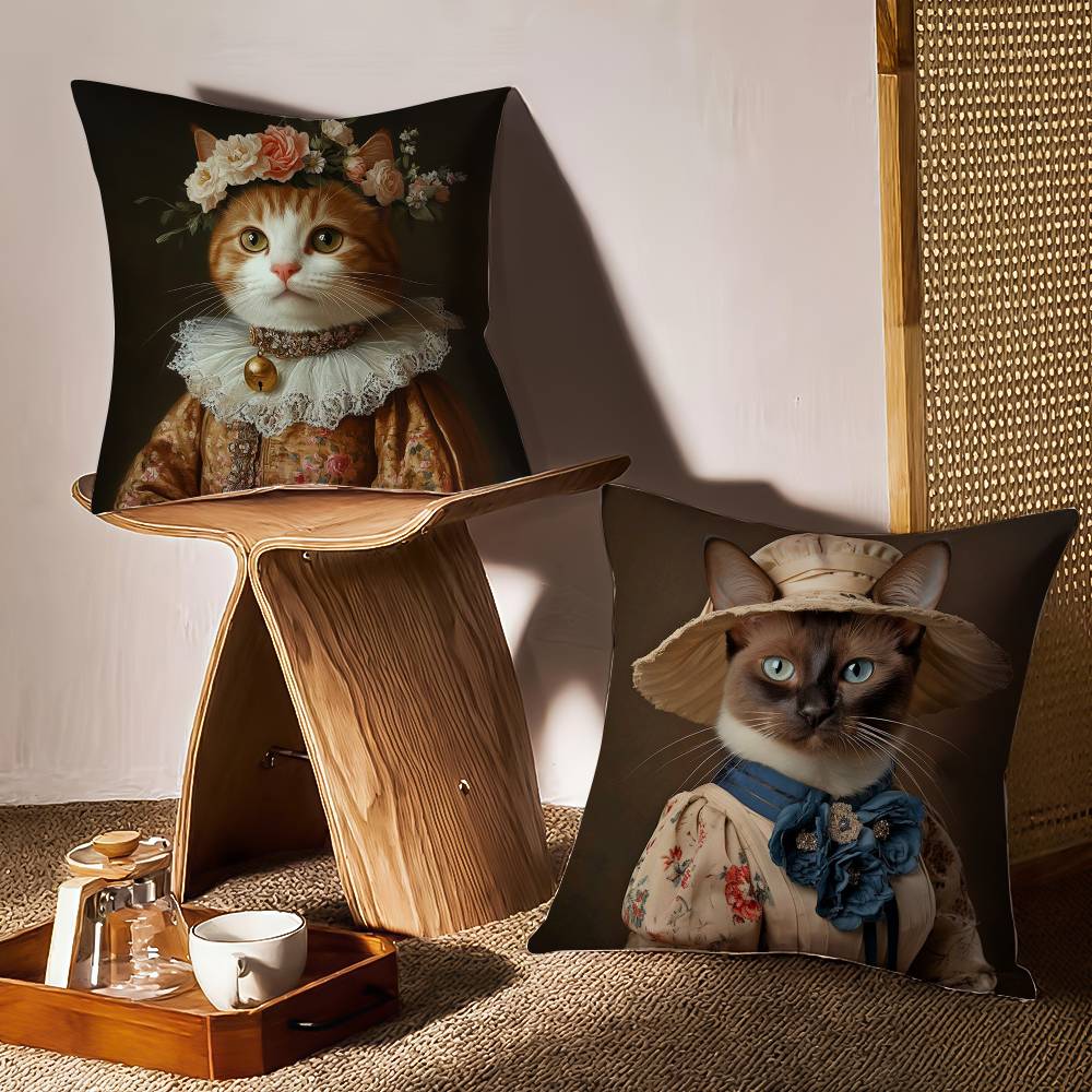 Quirky Elegant And Luxurious Crown Cat Pillow Case Sofa And Living Room Decorative Cushion Covers Dust-proof And Mite-proof F