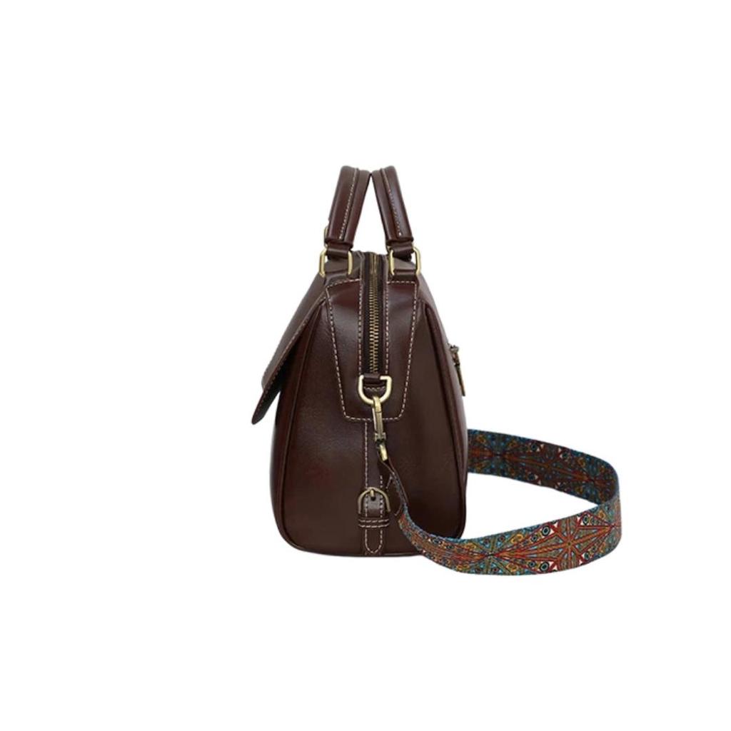 YUYULA Leather Handbag, Women's Crossbody Bag, Shoulder Bag, Coffee Color
