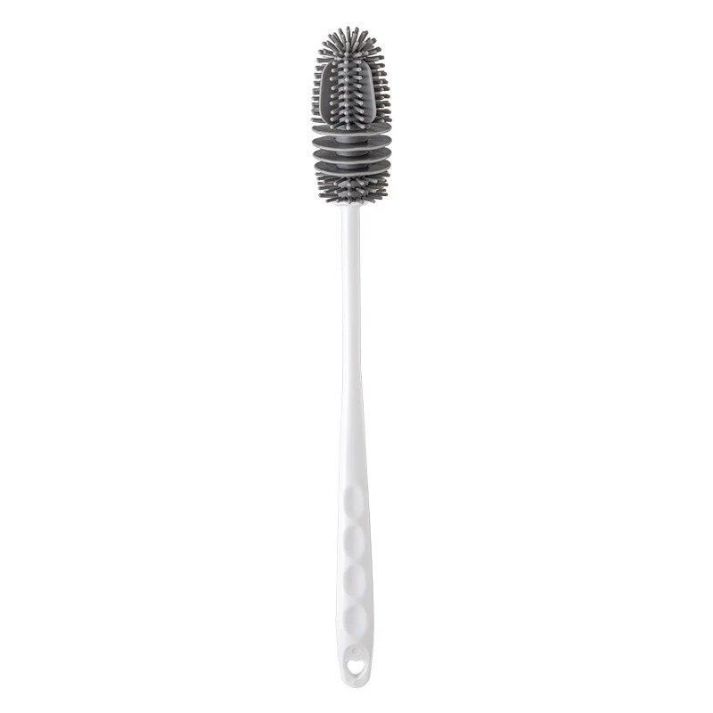 Brosse de nettoyage en silicone à long manche pour bouteilles et verres thermos