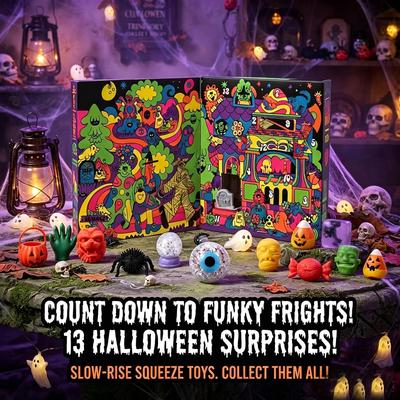 Needoh New Funky Frights Halloween Advent Calendar 13 Days, Spooky Squishy Slow Rise Stress Relief Toys Countdown Gift Box