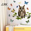 Decorative Party Window Sticker Owl Butterfly Wall Sticker, Forest Animal Illustration Decals, Film for Glass Doors Waterproof Removable Stickers, And