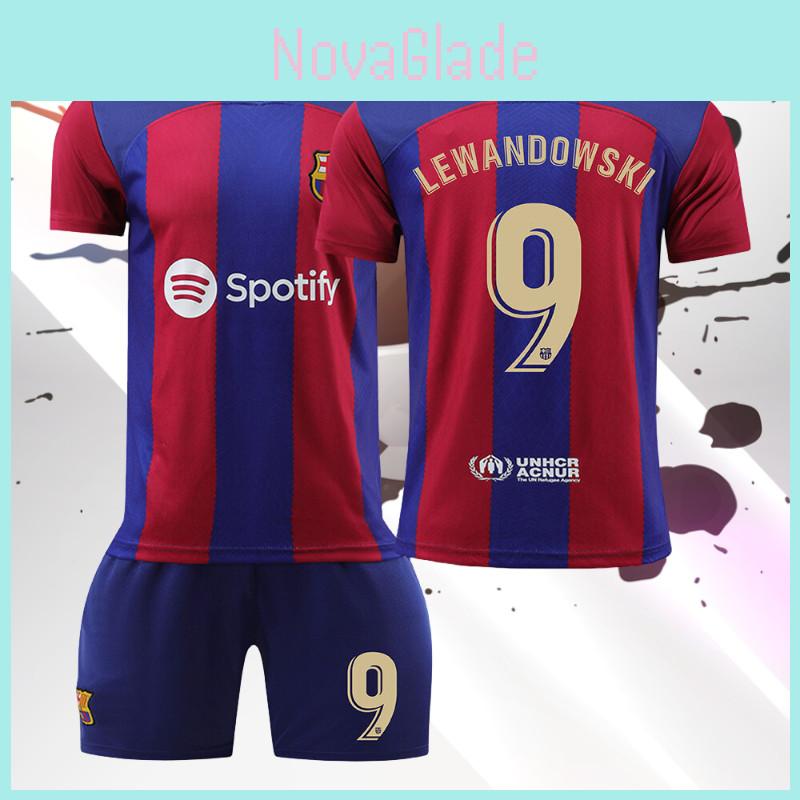 Barcelona Home Jersey Messi 10 Lewandowski 9 Gavi 30 Pedri 8 Suitable For Children Various Sizes Available