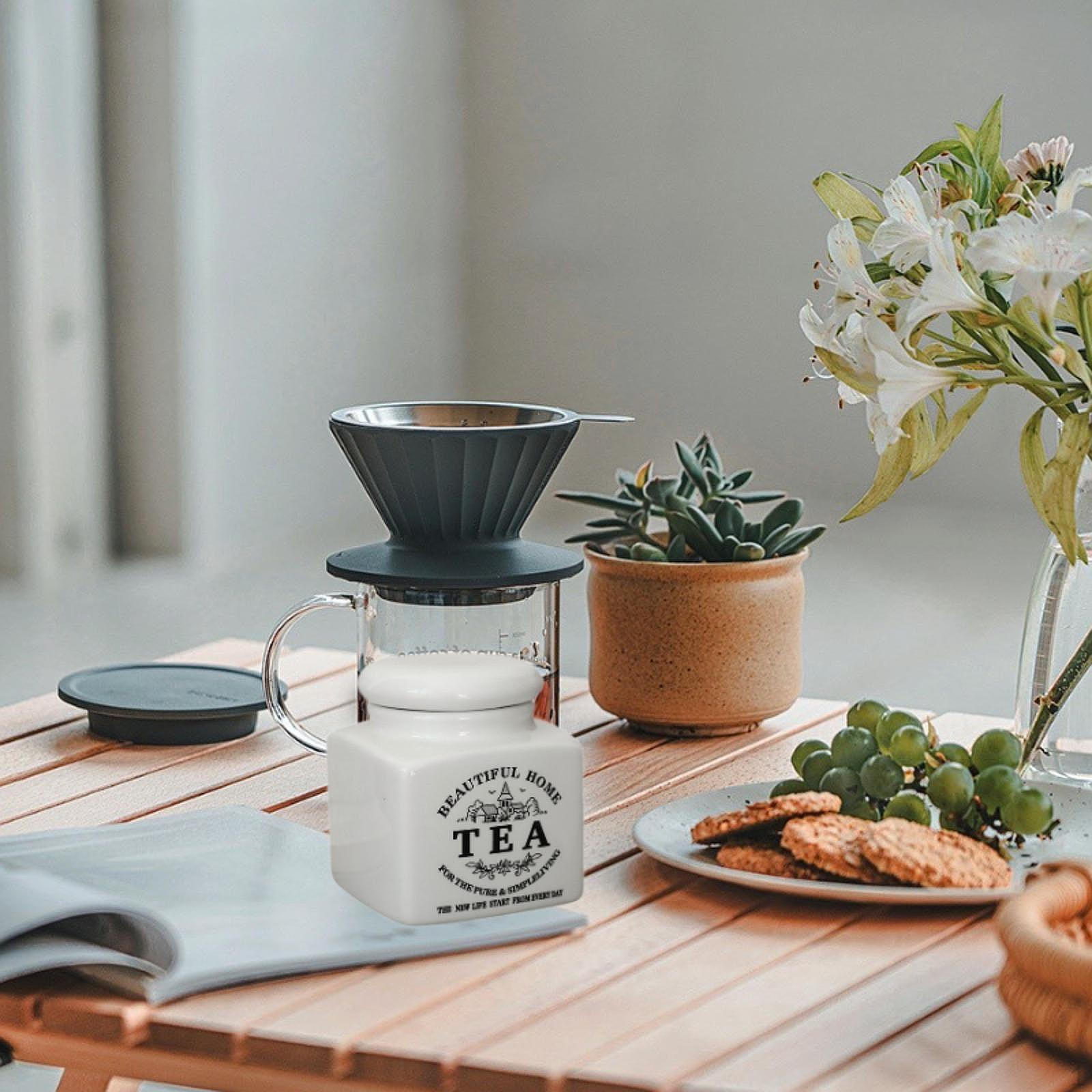 Airtight Ceramic Canister for Home Organization with Dispenser Feature Tea Can