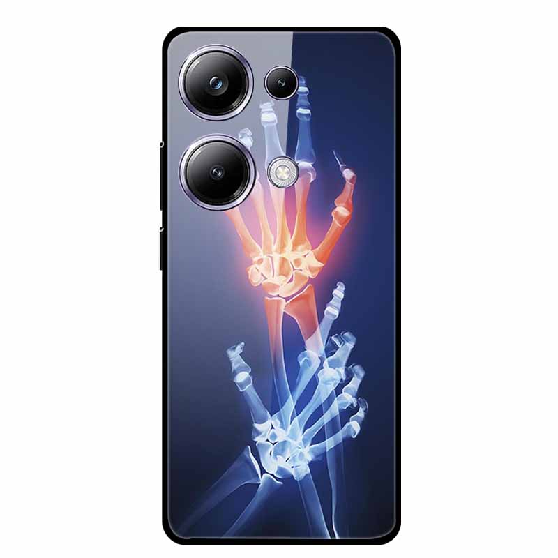 Glass Back Cover For Poco M6 Pro 4G Case M 6 M6Pro Hard Tempered Glass Case For Xiaomi Redmi Note 13 Pro Phone Case Soft Bumper