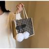 Retro Braided Pattern Jute Tote Bag  Grocery Bag Women Handbag Beach Organizer Portable Shopping Bag Lunch Bag