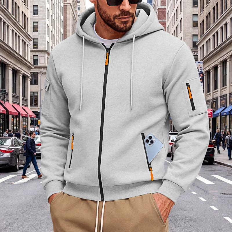 Men's Casual Hoodie Zip Up Side Pockets Oversized Sweatshirt Coat Winter Fall