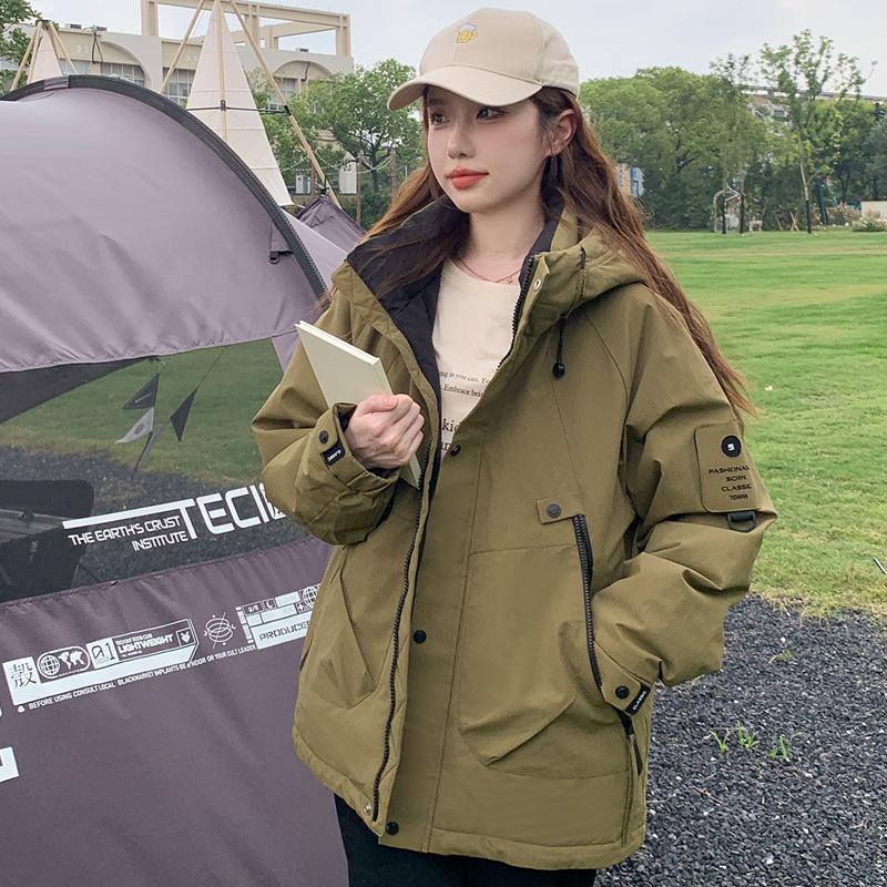 

Пуховик, Женское зимнее пальто, Утепленная рабочая одежда для пары, Короткая куртка в корейском стиле для улицы, Куртка с хлопковой подкладкой XXL