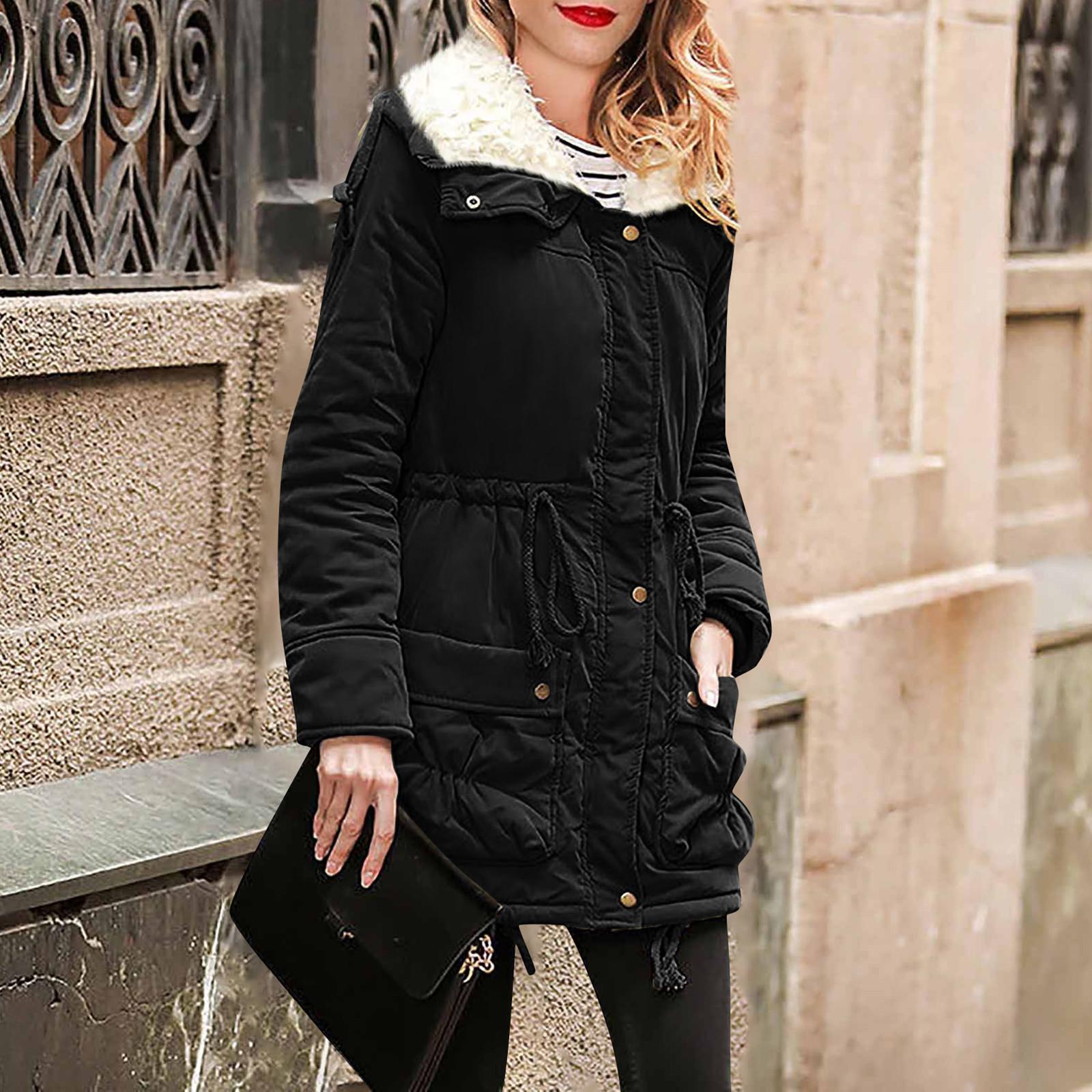 

Жіноче осінньо-зимове модне однотонне пальто на блискавці з довгим рукавом і спортивним дизайном на ґудзиках. (з кишенями) S чорний