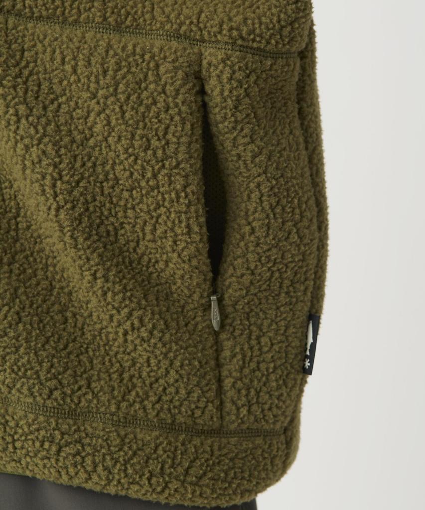 Snow Peak Polartec Thermal Pro Boa Fleece Jacket Outer and Size L SPF-JK-25AU906, Jacket, Men's Women's, Olive,