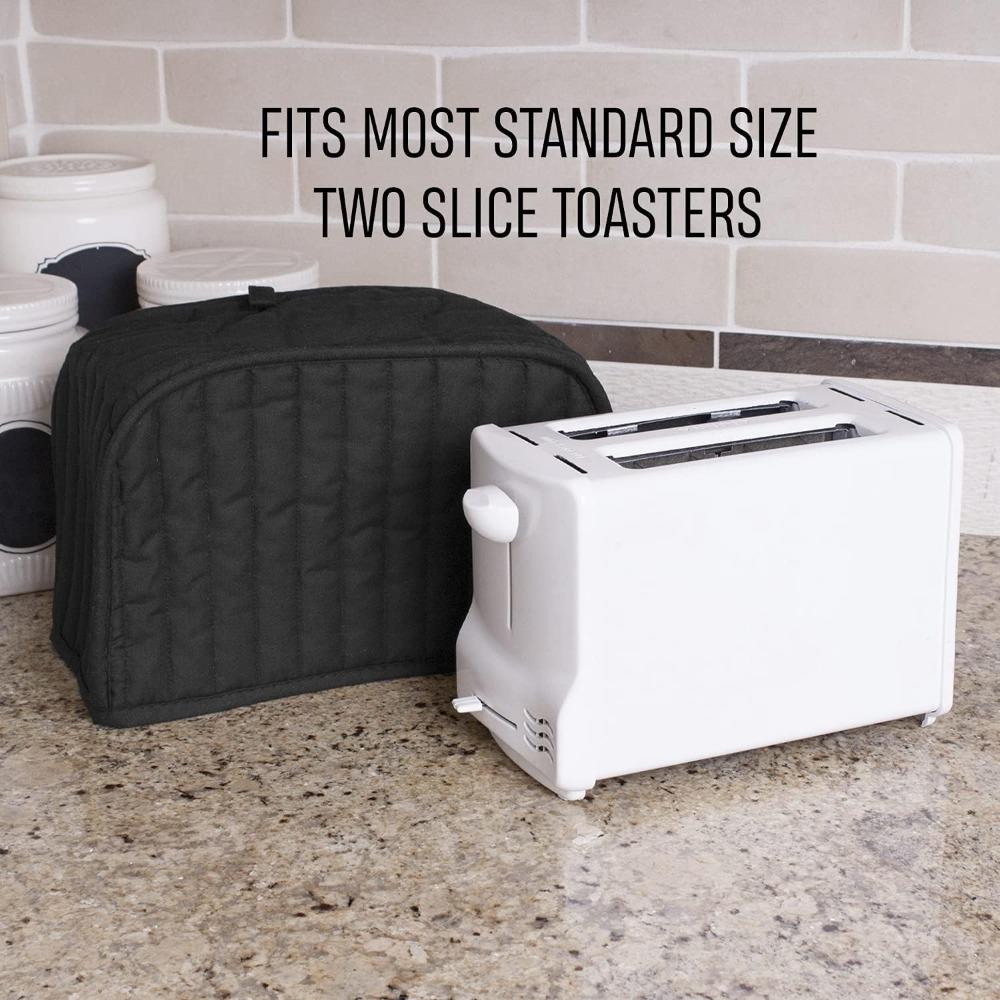 Household Two/Four Slice Toaster Cover, Polyester Quilted, Scratch/Fingerprint-Proof, Appliance Dust Cover (No Host),black