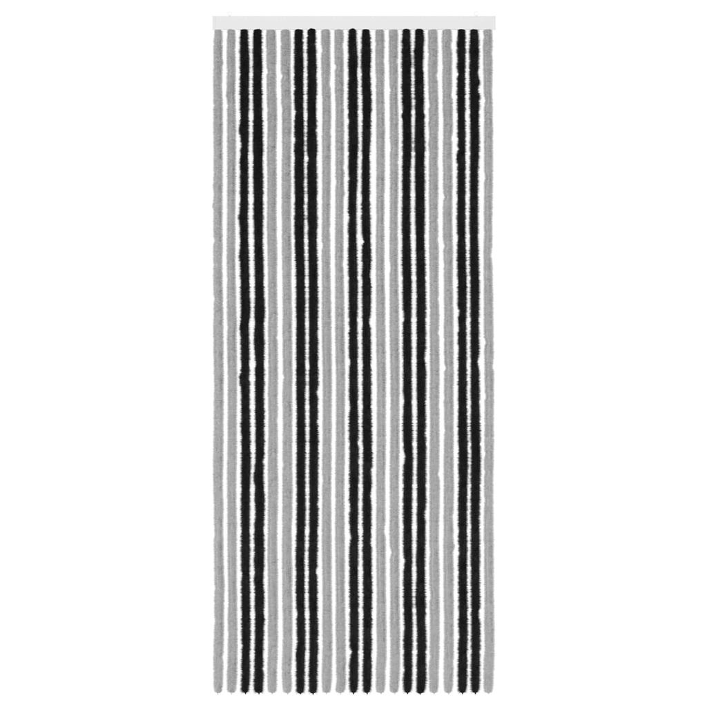 Insect Protection Curtain Chenille Grey and Black 90 x 220 cm