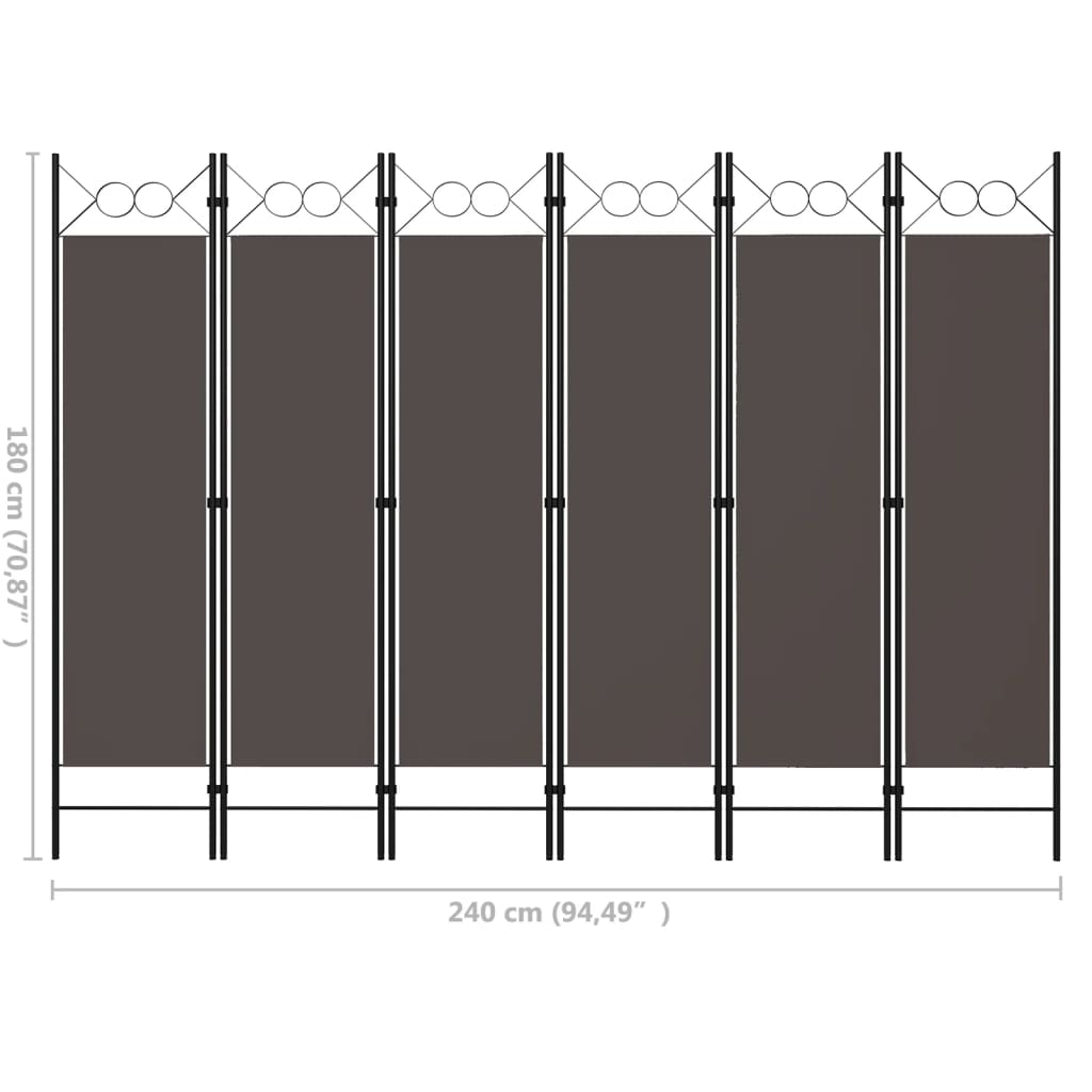 6 Piece Room Divider Anthracite Grey 240 X 180 Cm
