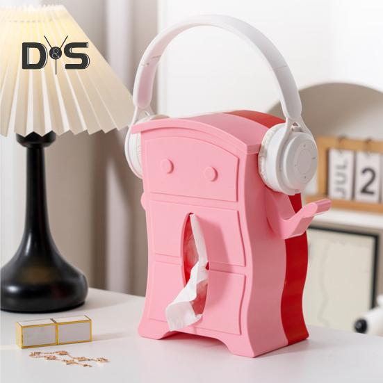 Cute Tissue Box Holder Creative Shape Vibrant Color Non-Slip Design Large Capacity Paper Holder Space-Saving Desktop Decor