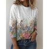 Oberteile für Damen Blumenprint Rundhals Langarm T-Shirt Herbst Lässig Eng Anliegend Pullover Damen Langarm Oberteil