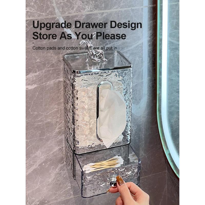 mr basket Wall Mounted Household Bathroom Tissue Box Wash Face Towel Storage Box Multifunctional Creative Kitchen Drawer Box