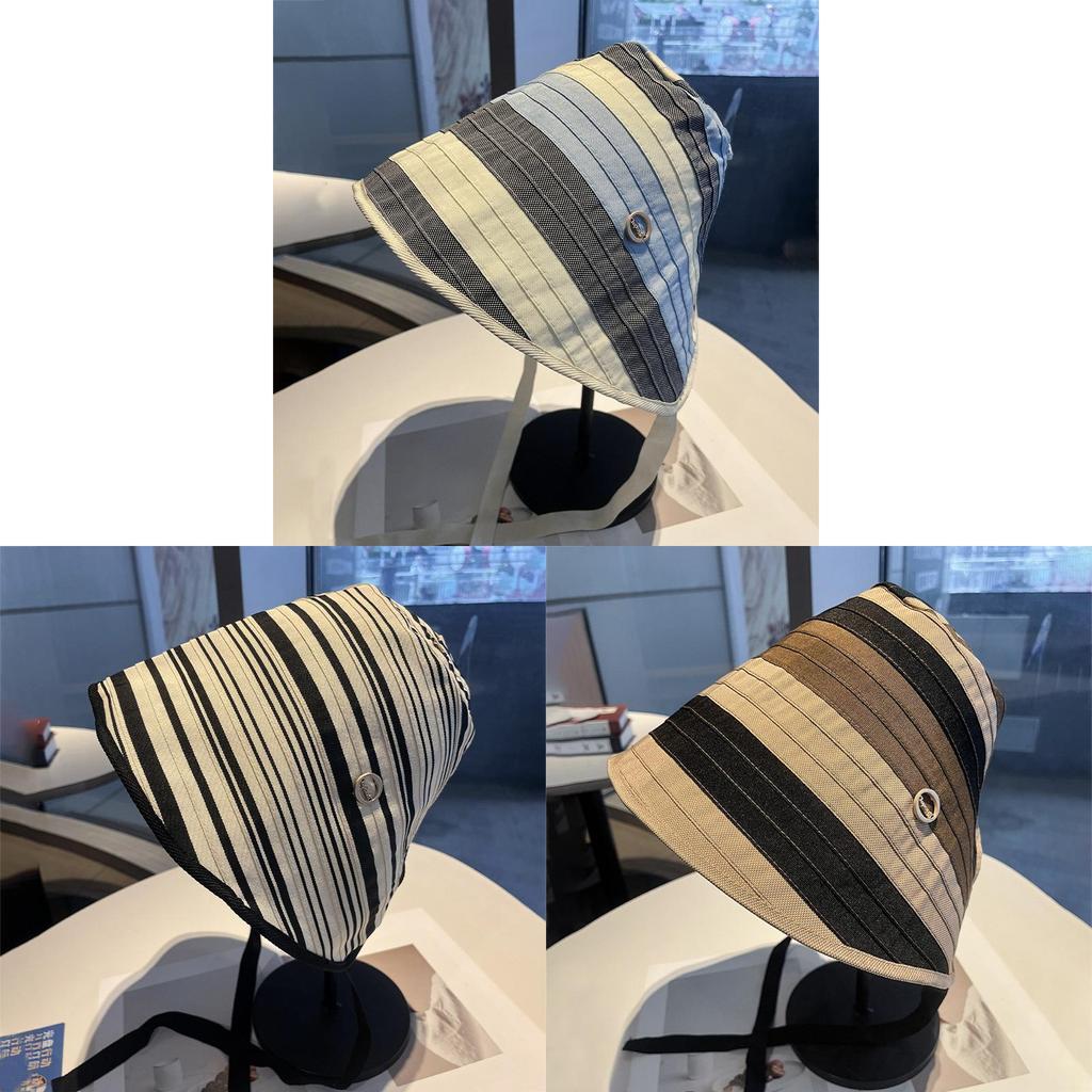 Cappello a Secchiello a Righe da Donna Estivo Protezione Solare Traspirante Casual alla Moda