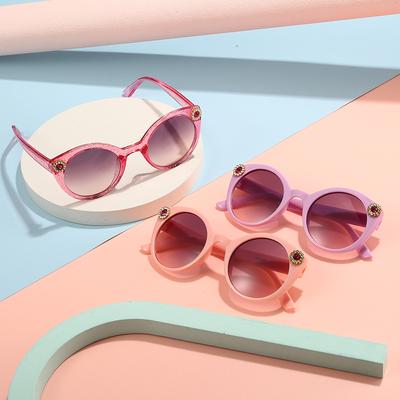 New Kids Sunglasses Round Sun Glasses Trend Boys Girls UV400 Protection Inlaid Diamond Minimalist Fashion Eyewear