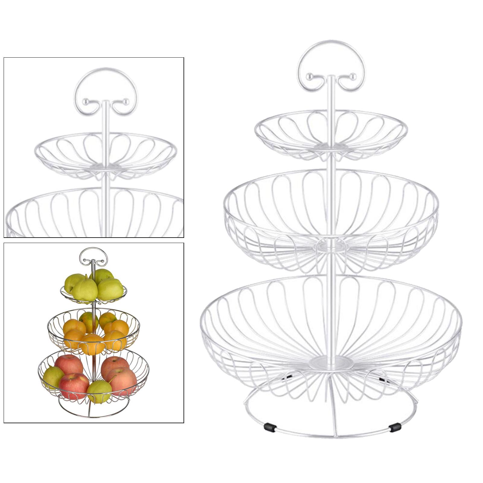 

Metal Wire 3 Layer Storage Basket Fruit Bowl Detachable Metal Cake Stand Decorative Dessert Holder Organizer белый