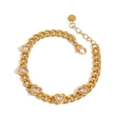 Youthway Love Heart Zirconia Metal Chain Bracelet Stainless Steel New Jewelry Waterproof High-Grade Unisex Premium Bracelet