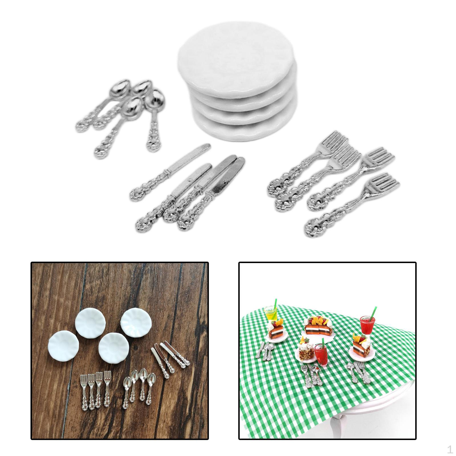 1:12 Scale Dollhouse Porcelain Miniature Decoration Accessories Christmas Gifts Argent