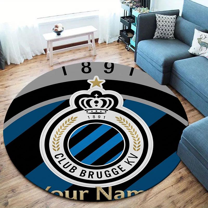 Club Brugge KV Custom Name Round Area Rug,Carpet Rug for Living Room Bedroom Sofa Playroom Decor,Non-slip Floor Mat