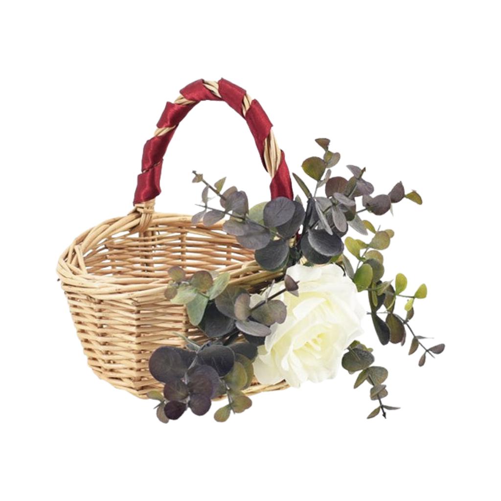 Flower Basket Rural Elegant Hand Woven Wicker Flower Girl Basket for Wedding Home Picnic