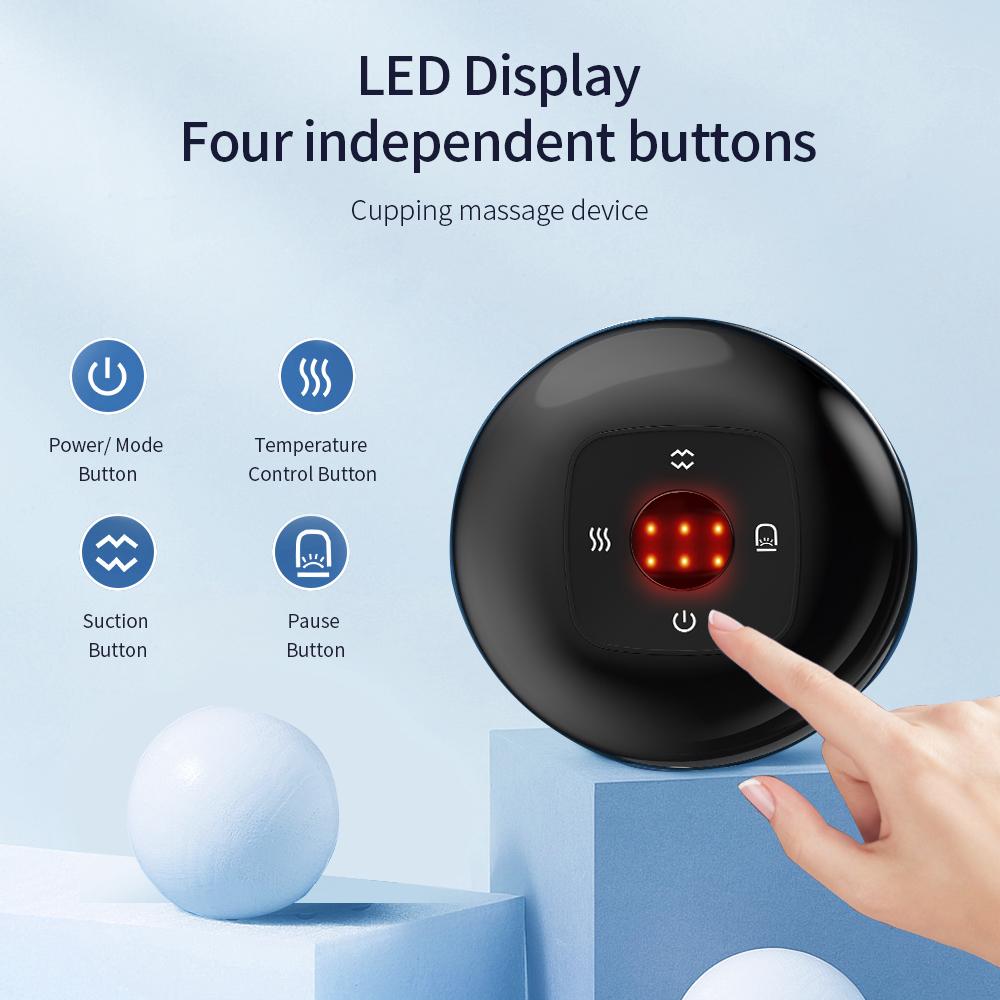 Electric Vacuum Cupping Massager 6/12 Levels Anti-Cellulite Suction Cups Heating Guasha Fat Burning Skin Scraping Body Slimming