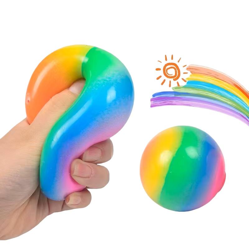 Měkká Kreativní Duha Barvy Mouka Zábava Míček na Uvolnění Stresu Pomalá Odrazová Mačkací Hračka pro Děti Dospělé Trénink Prstů Žertík Dárek